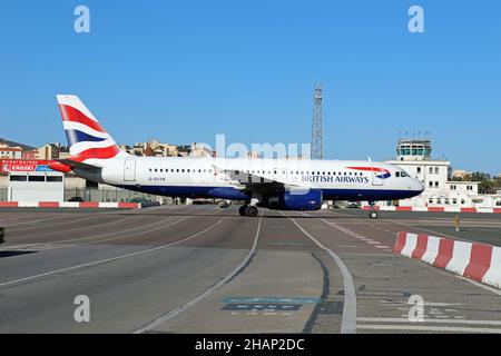 Vol British Airways au départ de l'aéroport de Gibraltar Banque D'Images