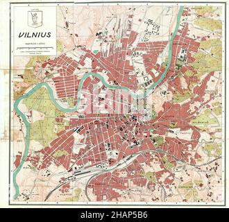 Carte Wilno, carte Vilnius, carte Wilna, carte Old Wilno, carte Retro Vilnius, Vieille ville de Vilnius, Old Wilno, affiche rétro de Vilnius, carte de Lituanie, Wilno Print Banque D'Images