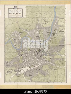 Carte Wilno, carte Vilnius, carte Wilna, carte Old Wilno, carte Retro Vilnius, Vieille ville de Vilnius, Old Wilno, affiche rétro de Vilnius, carte de Lituanie, Wilno Print Banque D'Images