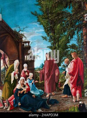 Christ prenant congé de sa mère par l'artiste allemand de la Renaissance, Albrecht Altdorfer (c.1480-1538), huile sur chaux, c.1520 Banque D'Images