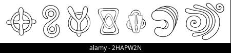 Ensemble d'icônes abstraites dessinées à la main, de formes, de symboles.Symboles vectoriels, isolés sur fond blanc.Collection de formes vectorielles.Éléments de conception. Illustration de Vecteur
