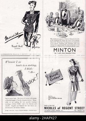 Publicités vintage dans le Tatler et le bystander 1940s Banque D'Images