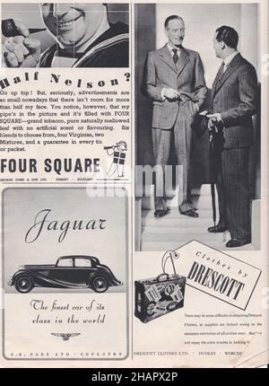 Publicités vintage dans le Tatler et le bystander 1940s Banque D'Images