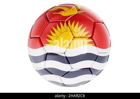 Ballon de football ou ballon de football avec drapeau de Kiribati, 3D rendu isolé sur fond blanc Banque D'Images