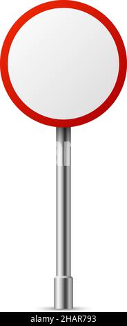 Panneau route fermée.Cercle rouge blanc réaliste Illustration de Vecteur