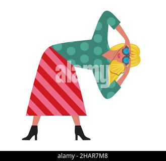 Femme en position froide avec des jumelles.Illustration vectorielle.EPS10. Illustration de Vecteur