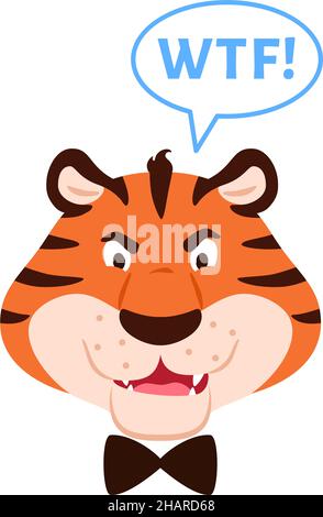 Museau de tigre furieux et furieux à la bouche ouverte Illustration de Vecteur