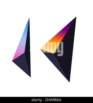 illustration de deux pyramides de dégradé de couleur tendance. les formes colorées sur fond blanc pour bannière, modèle, élément web, etc. élément créatif Banque D'Images