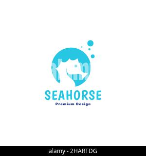 négatif espace hippocampe abstrait logo symbole icône vecteur graphique design illustration idée créative Illustration de Vecteur