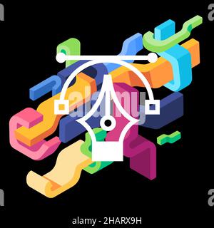 Stylo vecteur dessin concepteur illustrateur outils courbe décorative énergie dynamique art graphique art dessin illustration Illustration de Vecteur