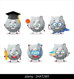 Élève d'école de bonbon gris G personnage de dessin animé avec diverses expressions.Illustration vectorielle Illustration de Vecteur