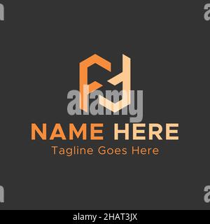 Logo Creative Double f Letter.Lettre de forme carrée logo.Logo abstrait couleur orange clair. Illustration de Vecteur