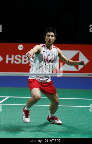 Huelva, Espagne.14th décembre 2021.Chou Tien Chen (TPE) Badminton : Chou Tien Chen de Taiwan pendant les Mens Singles 2nd round match contre lu Guang zu de Chine sur le BWF 'TotalEnergies BWF World Championships 2021' au Palacio de Los Deportes Carolina Marin à Huelva, Espagne .Crédit: Mutsu Kawamori/AFLO/Alay Live News Banque D'Images