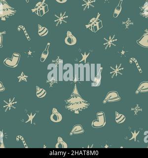 motif de noël vert sans couture dans un style rétro. illustration vectorielle Illustration de Vecteur