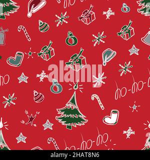 motif de noël rouge sans couture. idéal pour les textiles de fête et les emballages Illustration de Vecteur