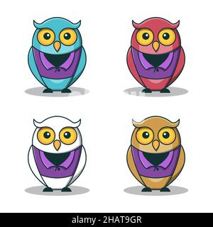 Sage sagesse Owl Bird Teacher Education personnage Cartoon isolé Illustration de Vecteur