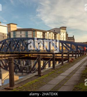 Victoria Swing Bridge à Leith, Édimbourg, Écosse, Royaume-Uni Banque D'Images