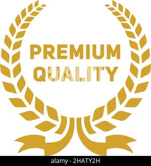 Badge de qualité supérieure.Icône couronne de Laurier doré. Illustration de Vecteur