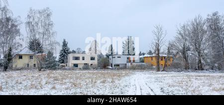 Paysage enneigé à la périphérie de Berlin Nord, Berlin, Allemagne Banque D'Images