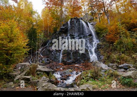 Cascade de Radau en automne, Radautal, Bad Harzburg, montagnes de Harz, Basse-Saxe,Allemagne Banque D'Images