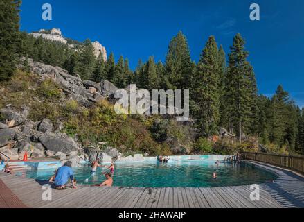 Piscine à Granite Hot Springs, zone de gros Ventre Range, forêt nationale de Bridger Teton, Wyoming, États-Unis Banque D'Images