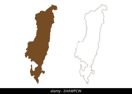 Île de Tablas (Asie, République des Philippines, Romblon Group of Islands or Archipel) carte illustration vectorielle, scribble croquis carte de Tablas Illustration de Vecteur