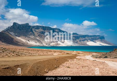 Littoral de l'île de Socotra avec dunes de sable d'Archer, Yémen Banque D'Images