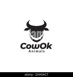 clean modern head vache noir logo symbole icône vecteur graphique design illustration idée créative Illustration de Vecteur