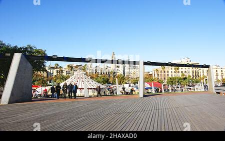 Jardins de Moll de la Fusta à Barcelone, Catalogne, Espagne, Europe Banque D'Images