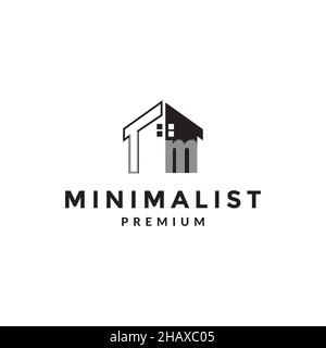 maison minimaliste avec ligne structure logo symbole icône vecteur graphique design illustration idée créative Illustration de Vecteur