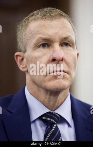 Washington, États-Unis.15th décembre 2021.Le PDG d'United Airlines, Scott Kirby, témoigne devant le Sénat Commerce, Science et transport, dans l'édifice du Sénat Russell à Capitol Hill, le mercredi 15 décembre 2021 à Washington, DC.Les dirigeants du transport aérien ont témoigné au sujet de l'état actuel de l'industrie aérienne américaine au cours de l'audience de surveillance.Pool photo par Chip Somodevilla/UPI crédit: UPI/Alay Live News Banque D'Images