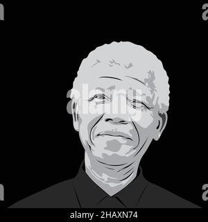 Nelson Mandela a été un révolutionnaire sud-africain anti-apartheid, un leader politique et philanthrope, président de l'Afrique du Sud de 1994 à 1999. Illustration de Vecteur