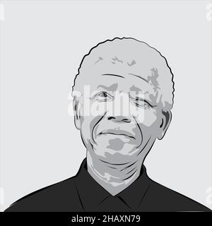 Nelson Mandela a été un révolutionnaire sud-africain anti-apartheid, un leader politique et philanthrope, président de l'Afrique du Sud de 1994 à 1999. Illustration de Vecteur