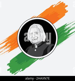 Avul Pakir Jainulabdeen Abdul Kalam était un scientifique aérospatial indien qui a été le président de l'Inde en 11th de 2002 à 2007. Illustration de Vecteur