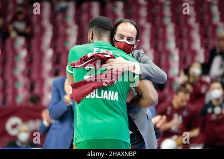 Venise, Italie.15th décembre 2021.Melvin Ejim (Cedevita Olimpija Ljubljana) et pendant Umana Reyer Venezia contre Cedevita Olimpija Ljubljana, Championnat de basket-ball Eurocup à Venise, Italie, décembre 15 2021 crédit: Independent photo Agency/Alamy Live News Banque D'Images