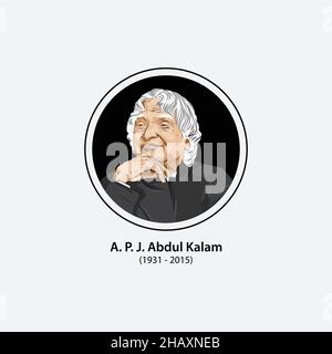 Avul Pakir Jainulabdeen Abdul Kalam était un scientifique aérospatial indien qui a été le président de l'Inde en 11th de 2002 à 2007. Illustration de Vecteur