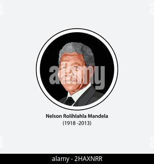 Nelson Mandela a été un révolutionnaire sud-africain anti-apartheid, un leader politique et philanthrope, président de l'Afrique du Sud de 1994 à 1999. Illustration de Vecteur