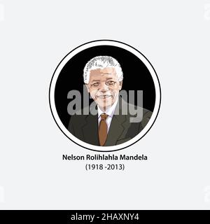 Nelson Mandela a été un révolutionnaire sud-africain anti-apartheid, un leader politique et philanthrope, président de l'Afrique du Sud de 1994 à 1999. Illustration de Vecteur