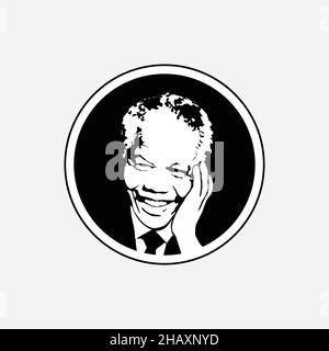 Nelson Mandela a été un révolutionnaire sud-africain anti-apartheid, un leader politique et philanthrope, président de l'Afrique du Sud de 1994 à 1999. Illustration de Vecteur