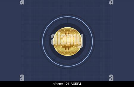 Bitcoin, infographies bleu à motif plat sur papier graphique, vierge Banque D'Images