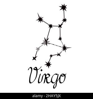 Collection de constellation de zodiaque illustration de vecteur simple, astrologie de Virgo symbole d'horoscope pour la prédiction d'événements futurs, étoiles reliées à des lignes Illustration de Vecteur