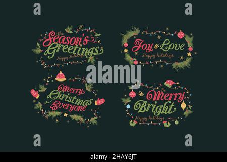 ensemble d'étiquettes de noël à motif vectoriel Illustration de Vecteur