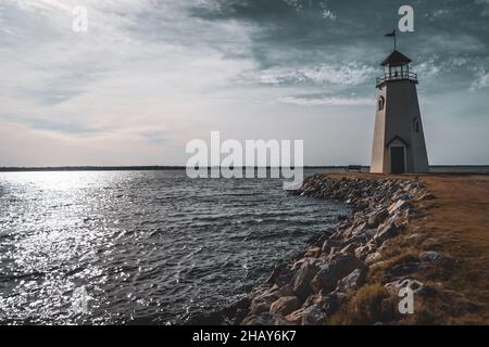 Phare du lac Hefner, Oklahoma, États-Unis Banque D'Images