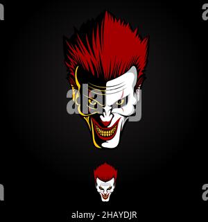 Illustration vectorielle du symbole de tête de Clown maléfique pour élément de design, symbole e-sport ou tout autre but. Illustration de Vecteur