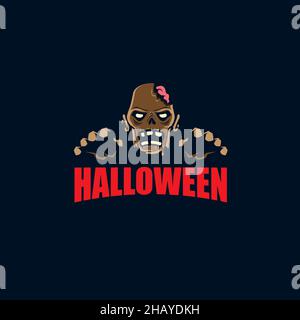 Illustration du symbole de vecteur tête zombie Halloween Illustration de Vecteur