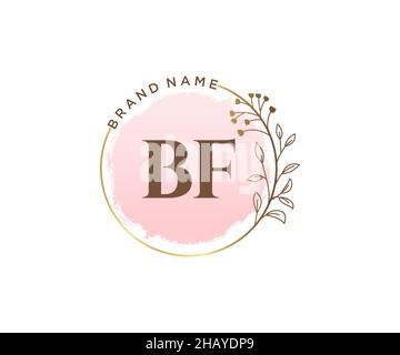 Logo BF féminin.Utilisable pour les logos nature, salon, Spa, cosmétique et Beauté.Elément de modèle de logo Flat Vector. Illustration de Vecteur