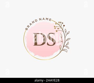 Logo DS féminin.Utilisable pour les logos nature, salon, Spa, cosmétique et Beauté.Elément de modèle de logo Flat Vector. Illustration de Vecteur