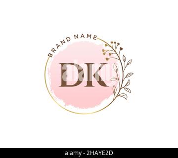 Logo DK féminin.Utilisable pour les logos nature, salon, Spa, cosmétique et Beauté.Elément de modèle de logo Flat Vector. Illustration de Vecteur