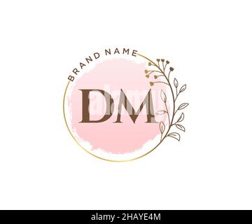 Logo DM féminin.Utilisable pour les logos nature, salon, Spa, cosmétique et Beauté.Elément de modèle de logo Flat Vector. Illustration de Vecteur