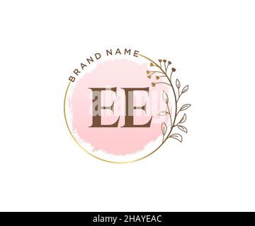 Logo EE féminin.Utilisable pour les logos nature, salon, Spa, cosmétique et Beauté.Elément de modèle de logo Flat Vector. Illustration de Vecteur